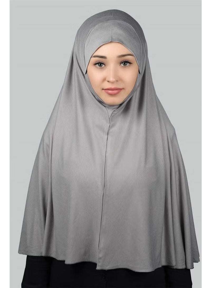 Altobeh Ready-made Turban Practical Scarf with Veil Hijab with Nikap - Prayer Cover Soufflé (3Xl) - Gray - Image 1